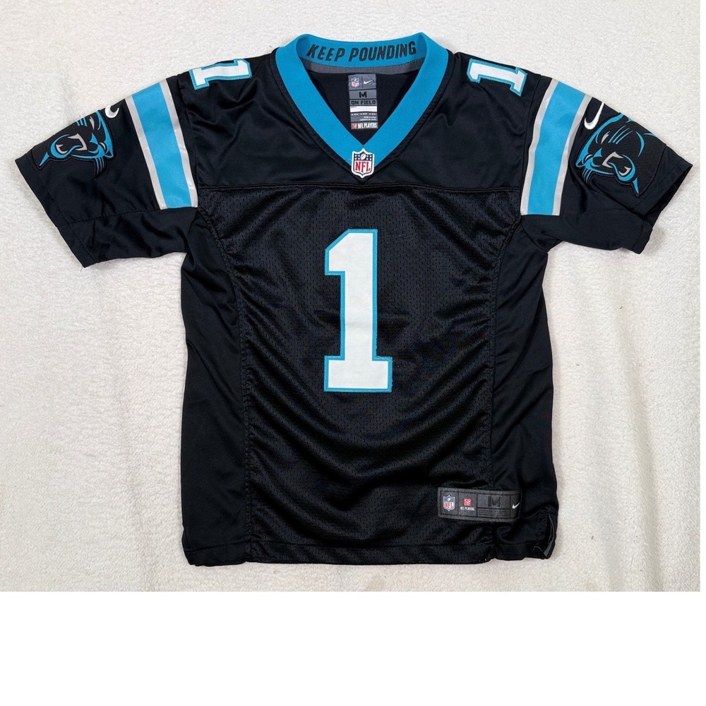 Nike Carolina Panthers Cam Newton 1 Jersey Kids Medium 10-12 Black NFL Football